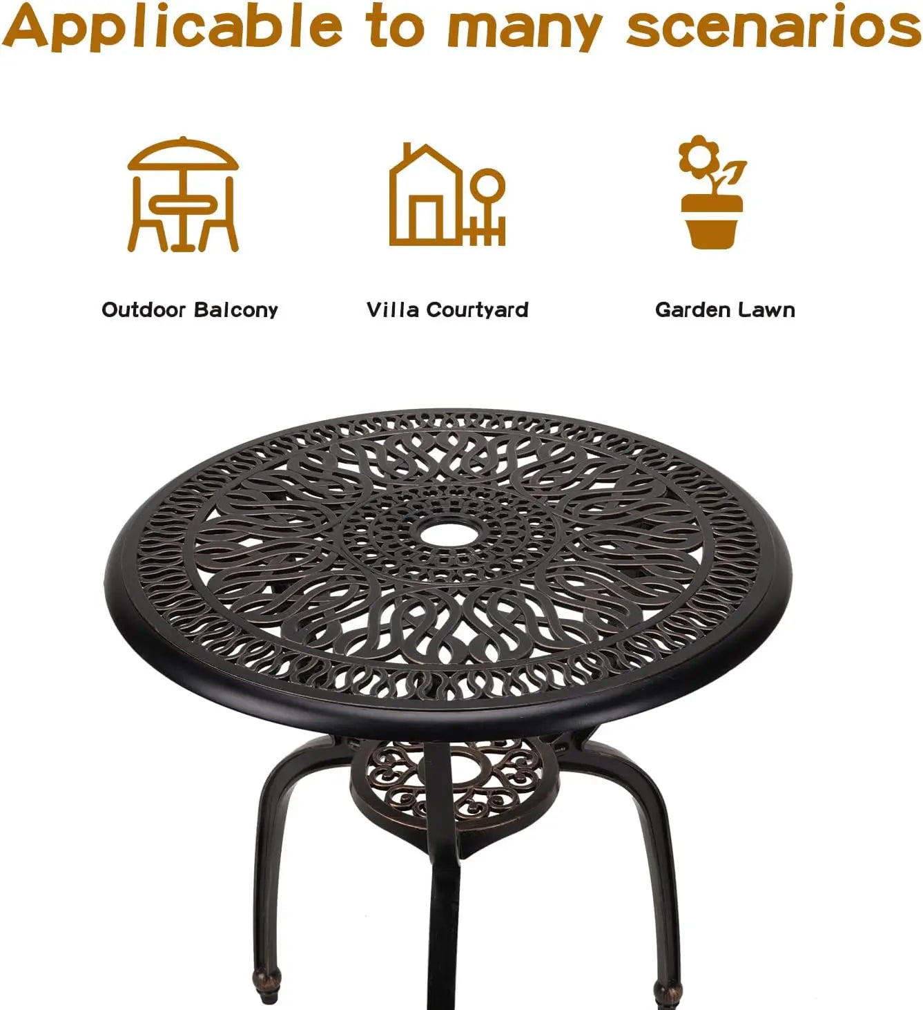 3-Piece Cast Aluminum Outdoor Patio Bistro Set For Lawn Garden Backyard