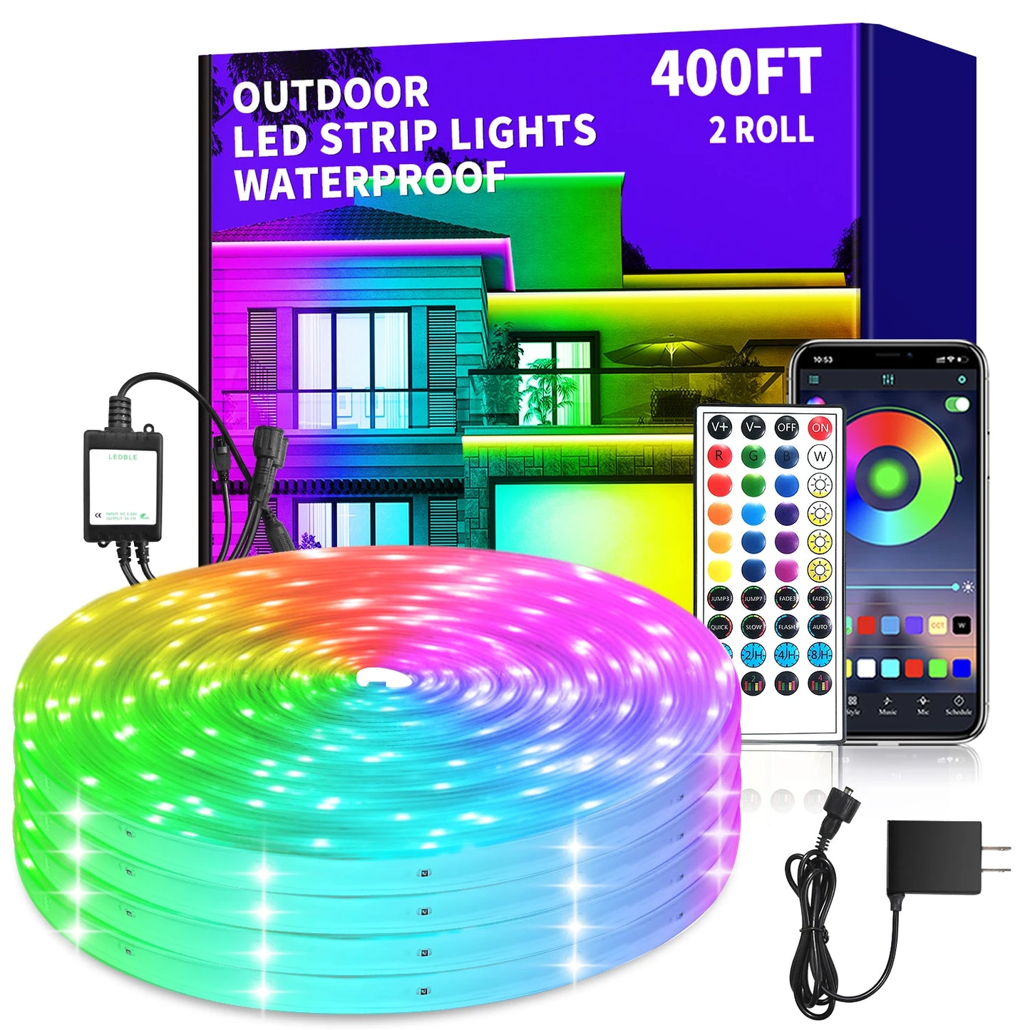 Segrass Outdoor RGB LED Strip Lights IP68 Waterproof with Remote