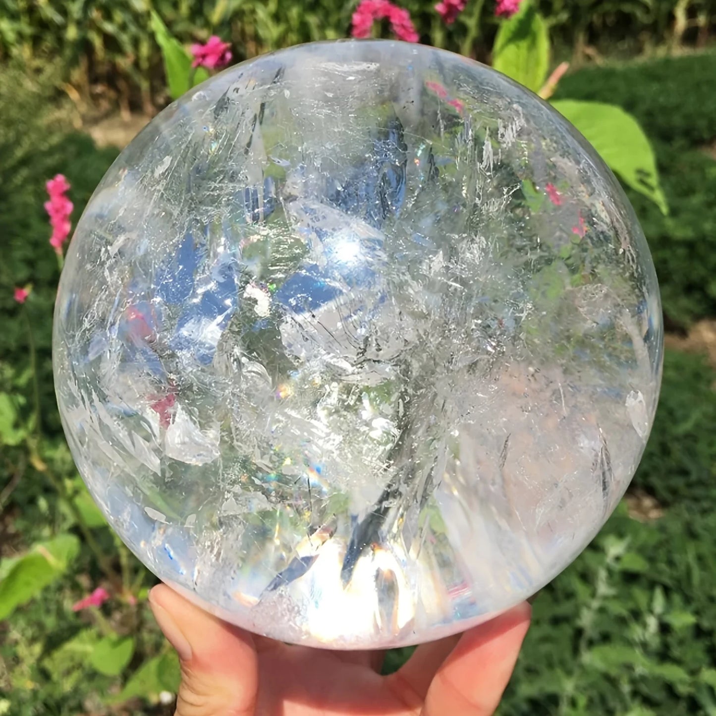 CrystalHola Clear Quartz Sphere Elegant Home Decor Gift