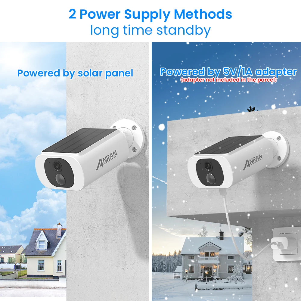 ANRAN Solar Security Camera 2K Outdoor Wireless Battery Floodlight