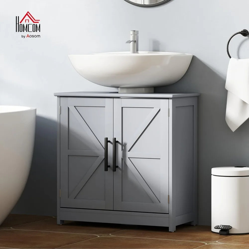 Farmhouse Freestanding Bathroom Sink Cabinet With Adjustable Shelf Barn Doors