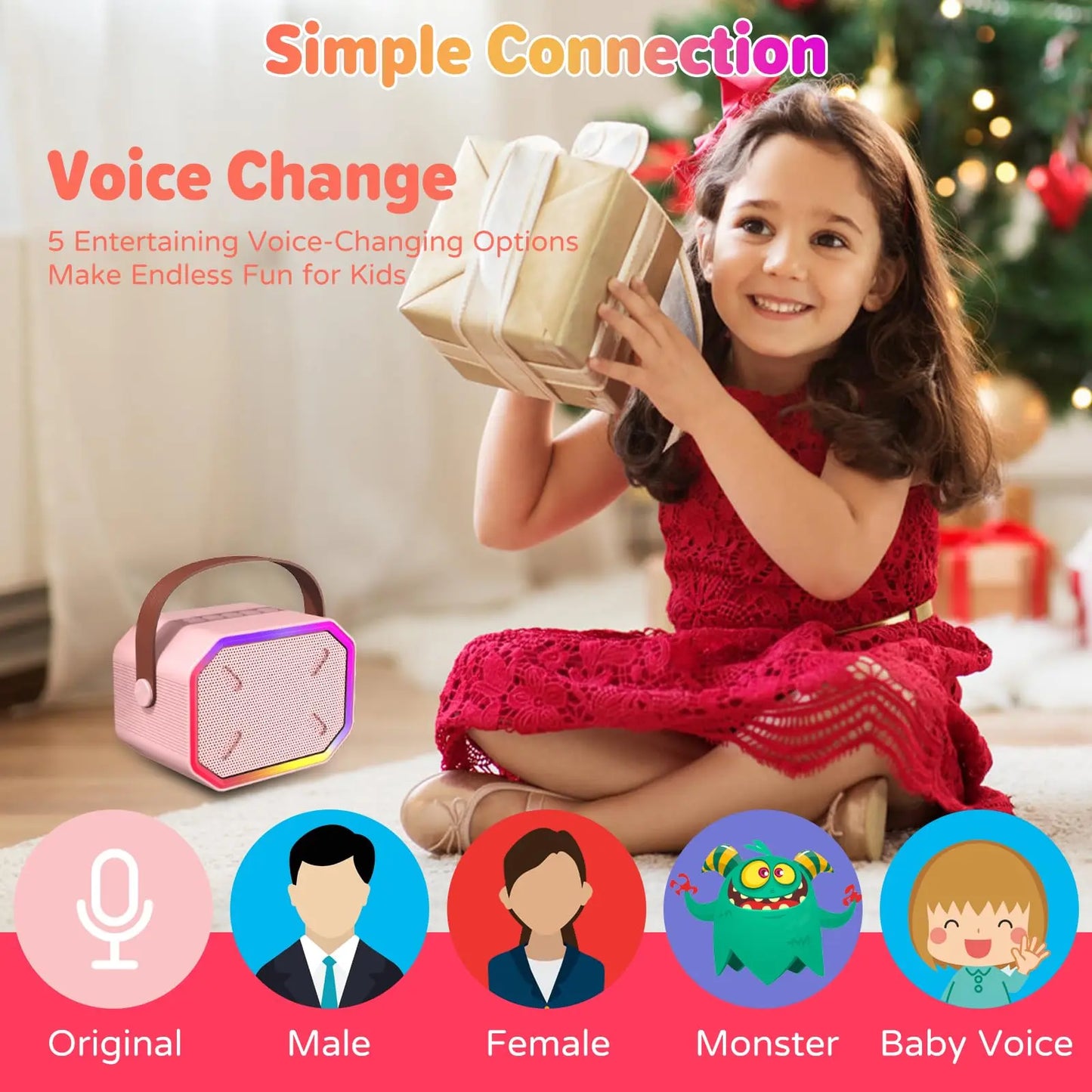 RIVGOTCN Mini Bluetooth Karaoke Machine for Kids Portable Wireless