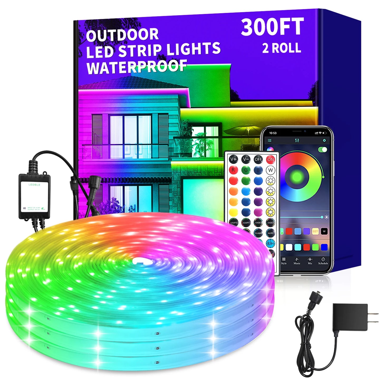 Segrass Outdoor RGB LED Strip Lights IP68 Waterproof with Remote