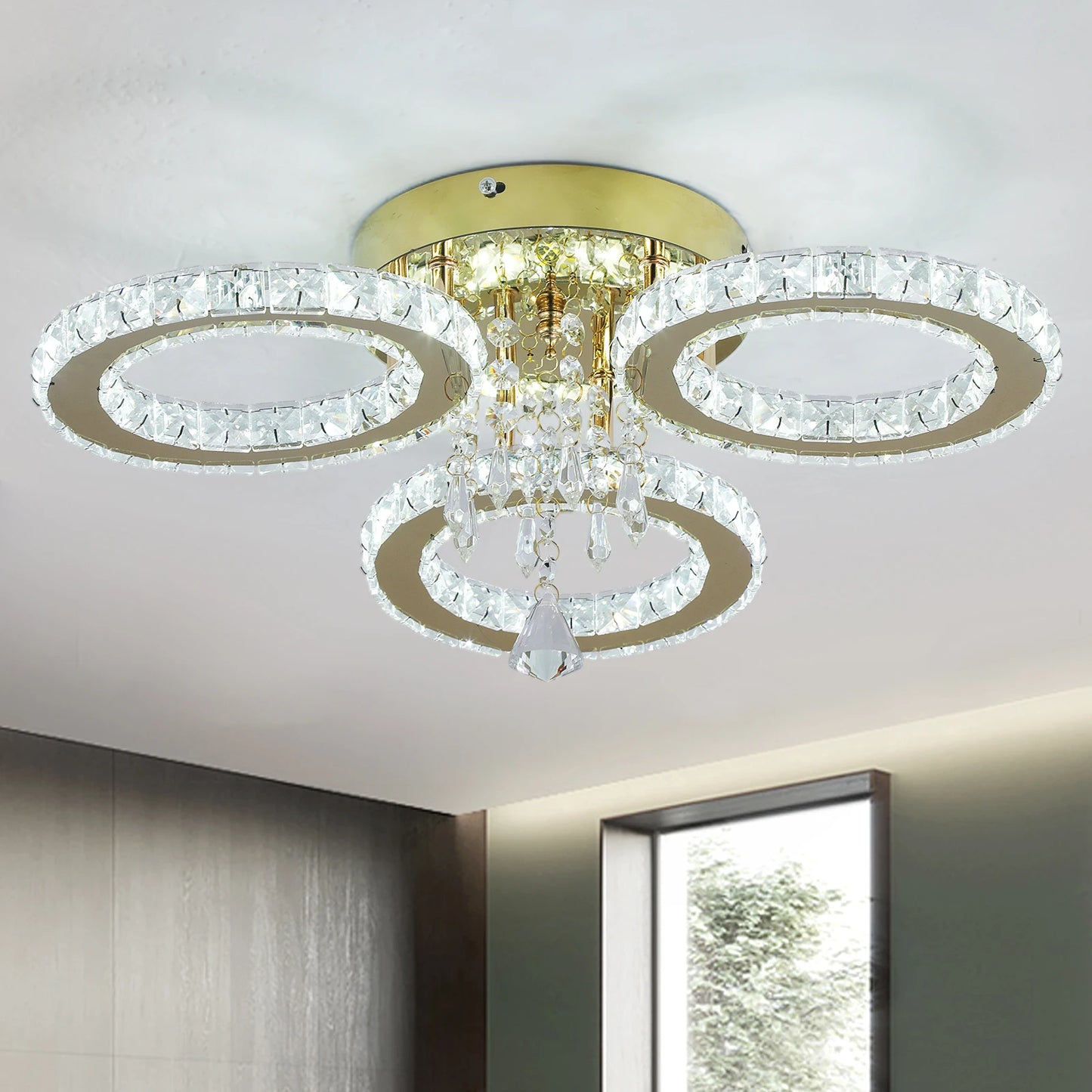 VETRULUS LED Crystal Chandelier Ceiling Light for Living Room