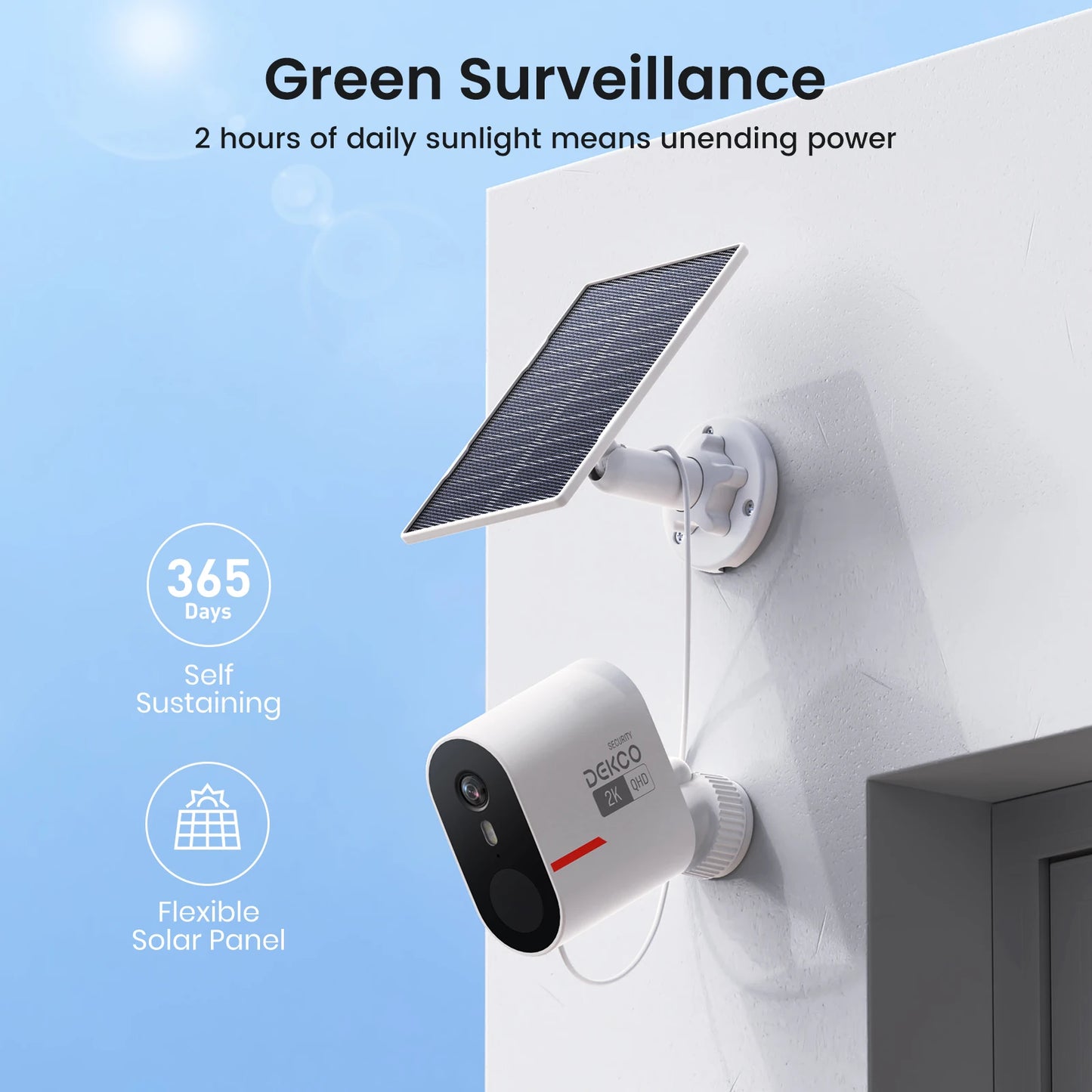 Dekco 3MP Solar WiFi Security Camera System Kit Outdoor
