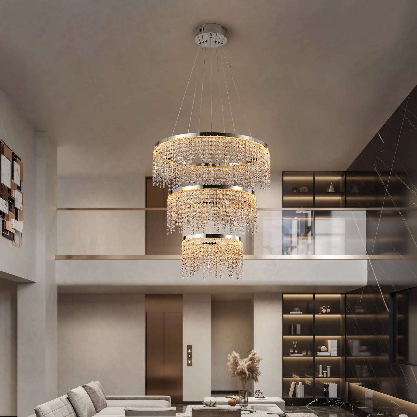 Crystal LED Chandelier Pendant Light for Living Room and Dining