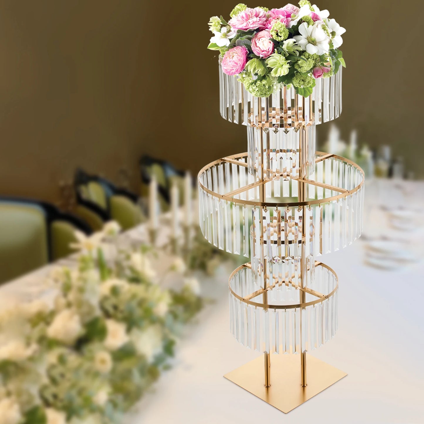 Five-Tier Acrylic Wedding Centerpiece Stand for Flowers