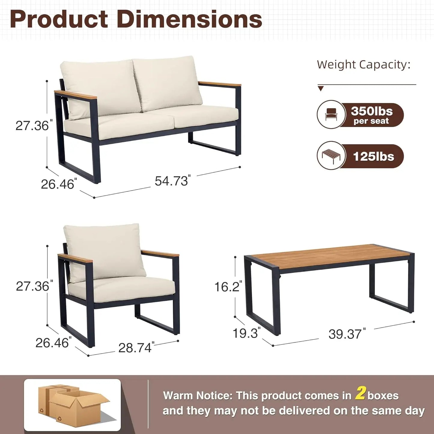 Patio Furniture Set 4 Pieces With Coffee Table Outdoor