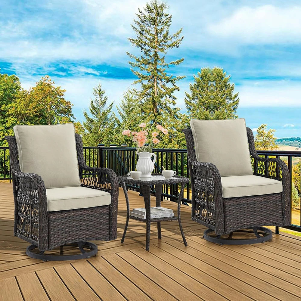HiMISS 3 Piece Wicker Patio Set With Cushions For Outdoors