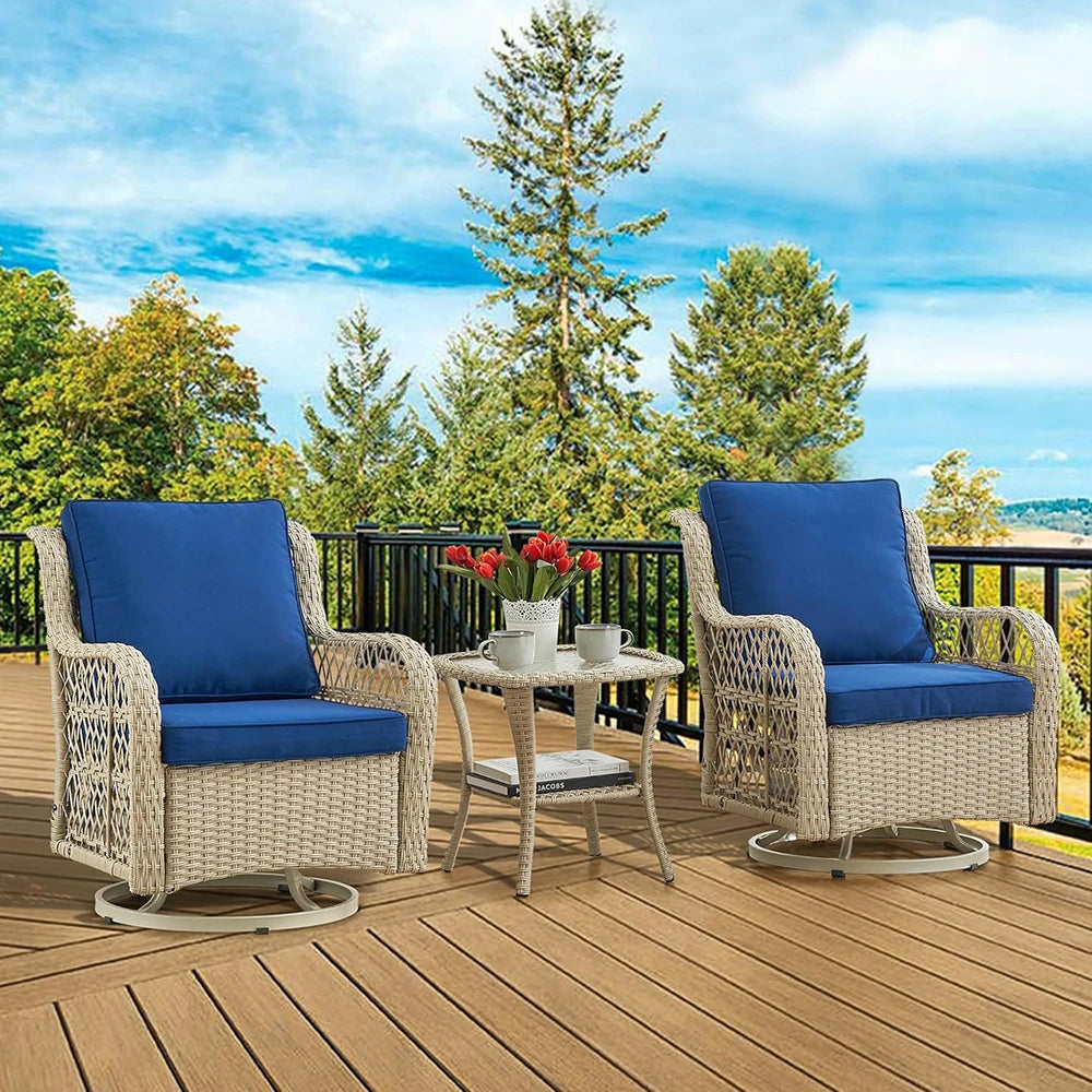 HiMISS 3 Piece Wicker Patio Set With Cushions For Outdoors