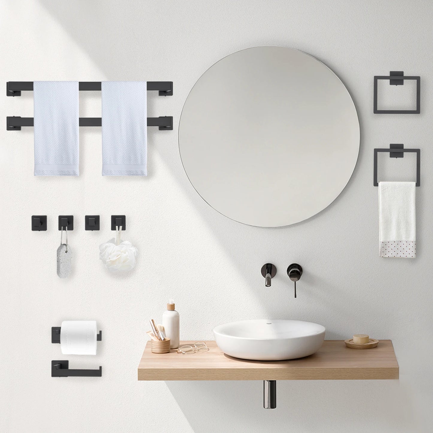 Wall Mount Bathroom Accessories Steel Toilet Paper Holder Towel Rack