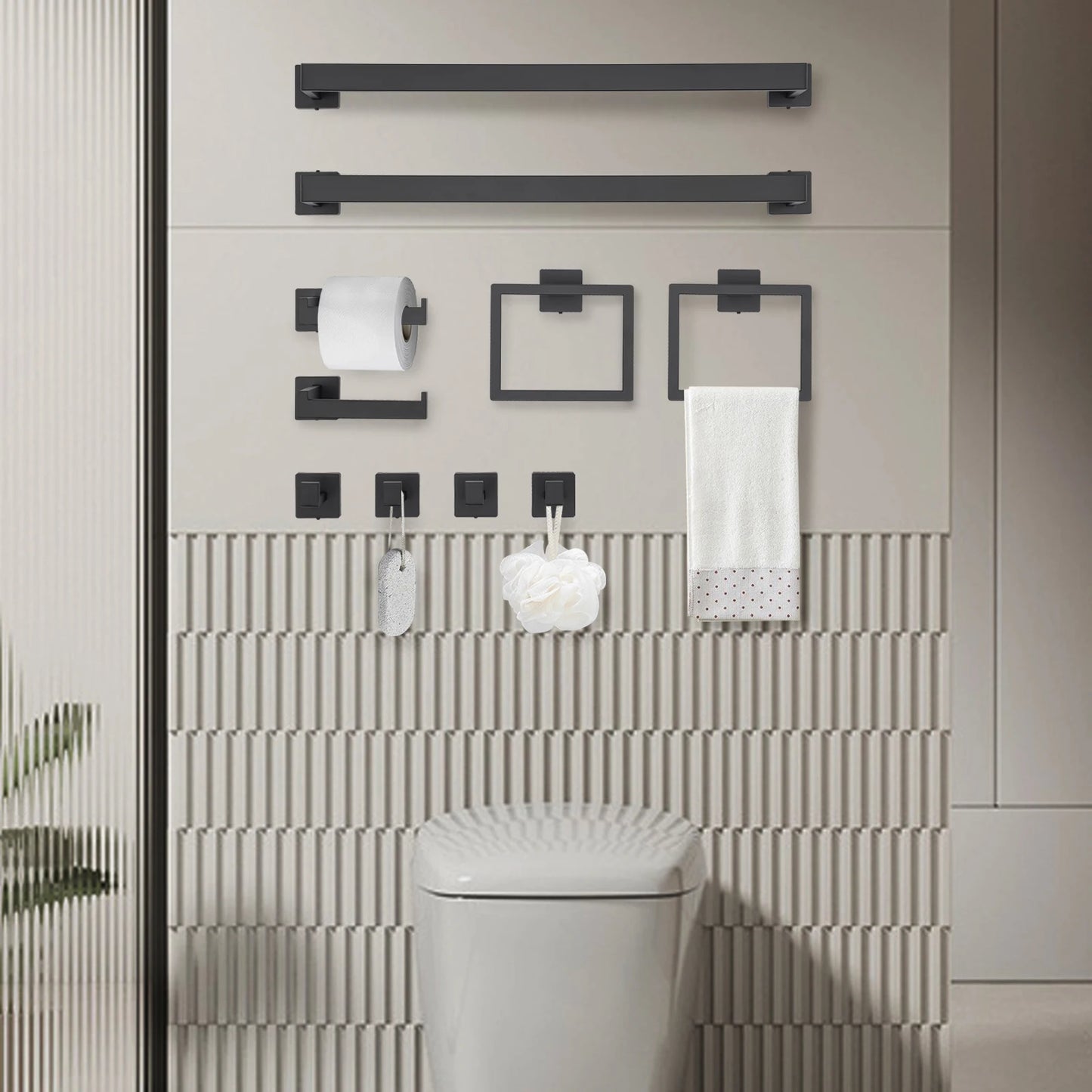 Wall Mount Bathroom Accessories Steel Toilet Paper Holder Towel Rack