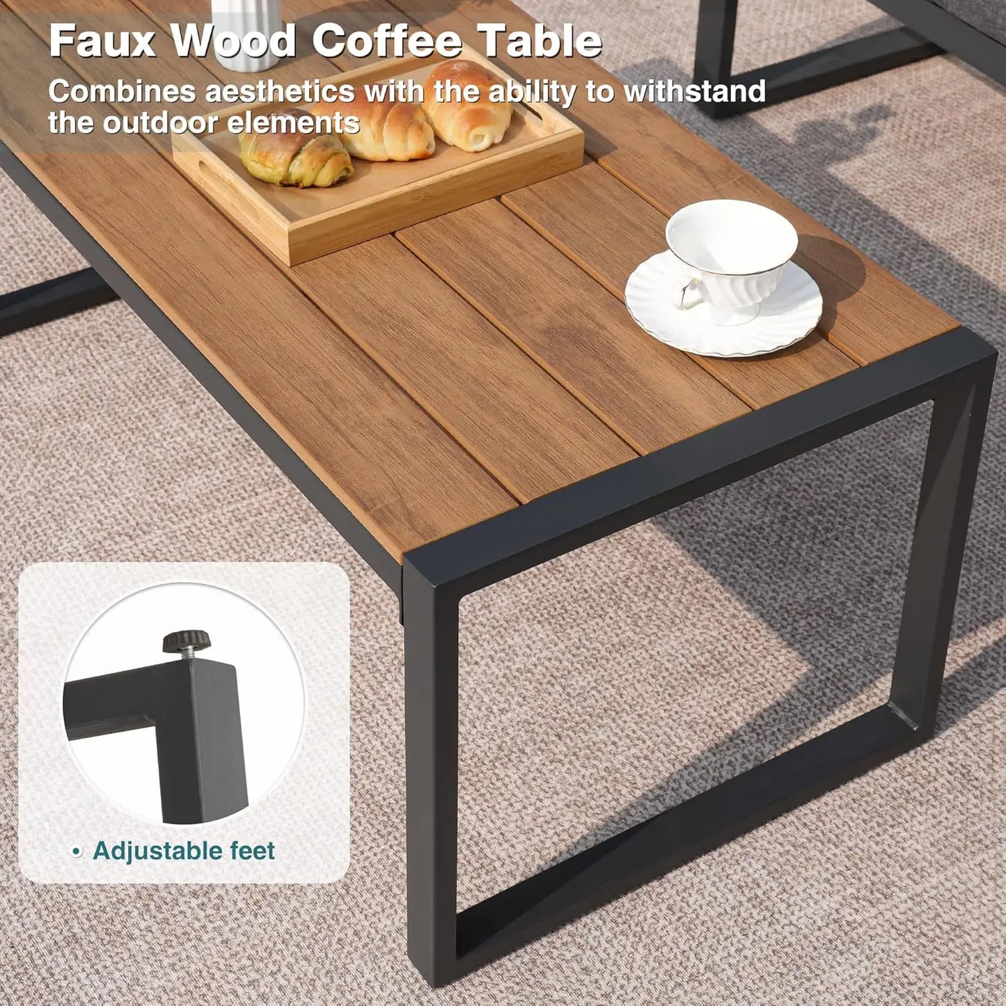 Patio Furniture Set 4 Pieces With Coffee Table Outdoor