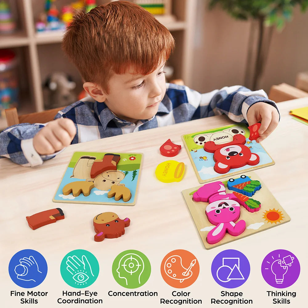 Hign-concerned Animal Wooden Puzzles For Toddlers Educational Toys