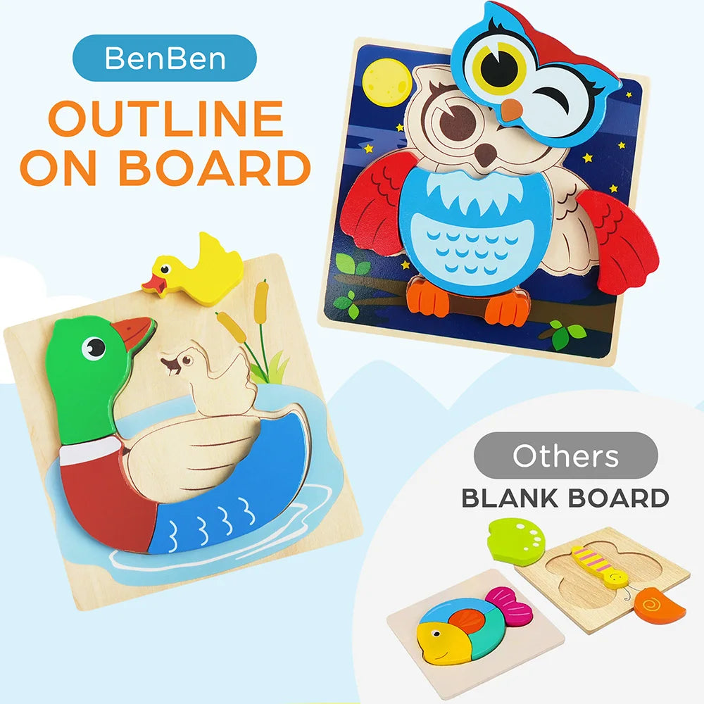 Hign-concerned Animal Wooden Puzzles For Toddlers Educational Toys
