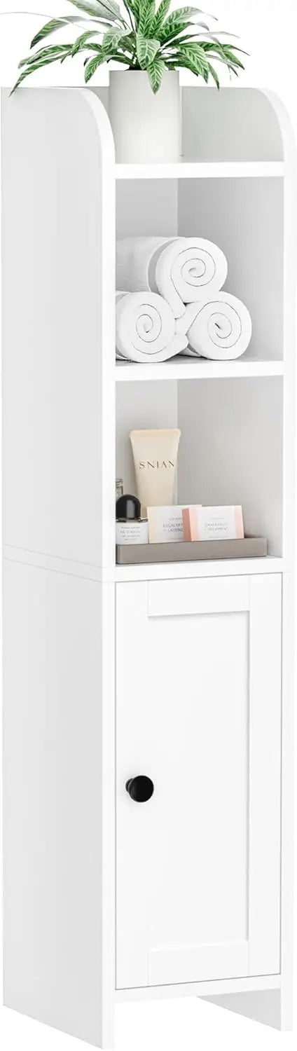 Compact Corner Bathroom Storage Cabinet With Door And Shelves