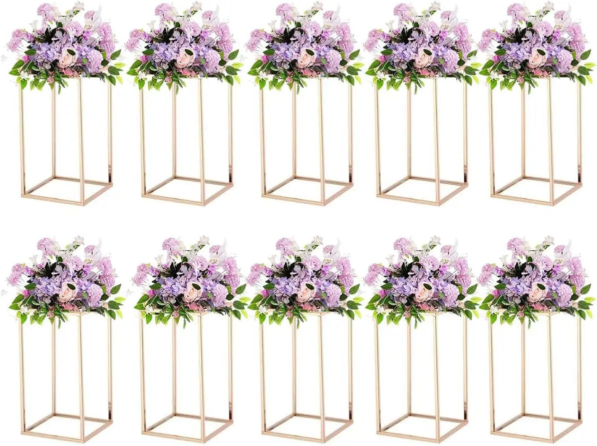 Gold Metal Flower Centerpiece Vase Set For Wedding Decor
