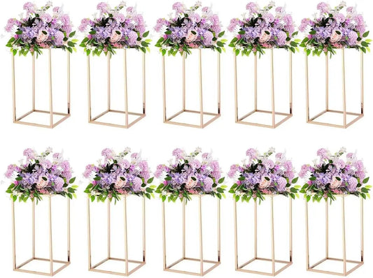 Gold Metal Flower Centerpiece Vase Set For Wedding Decor