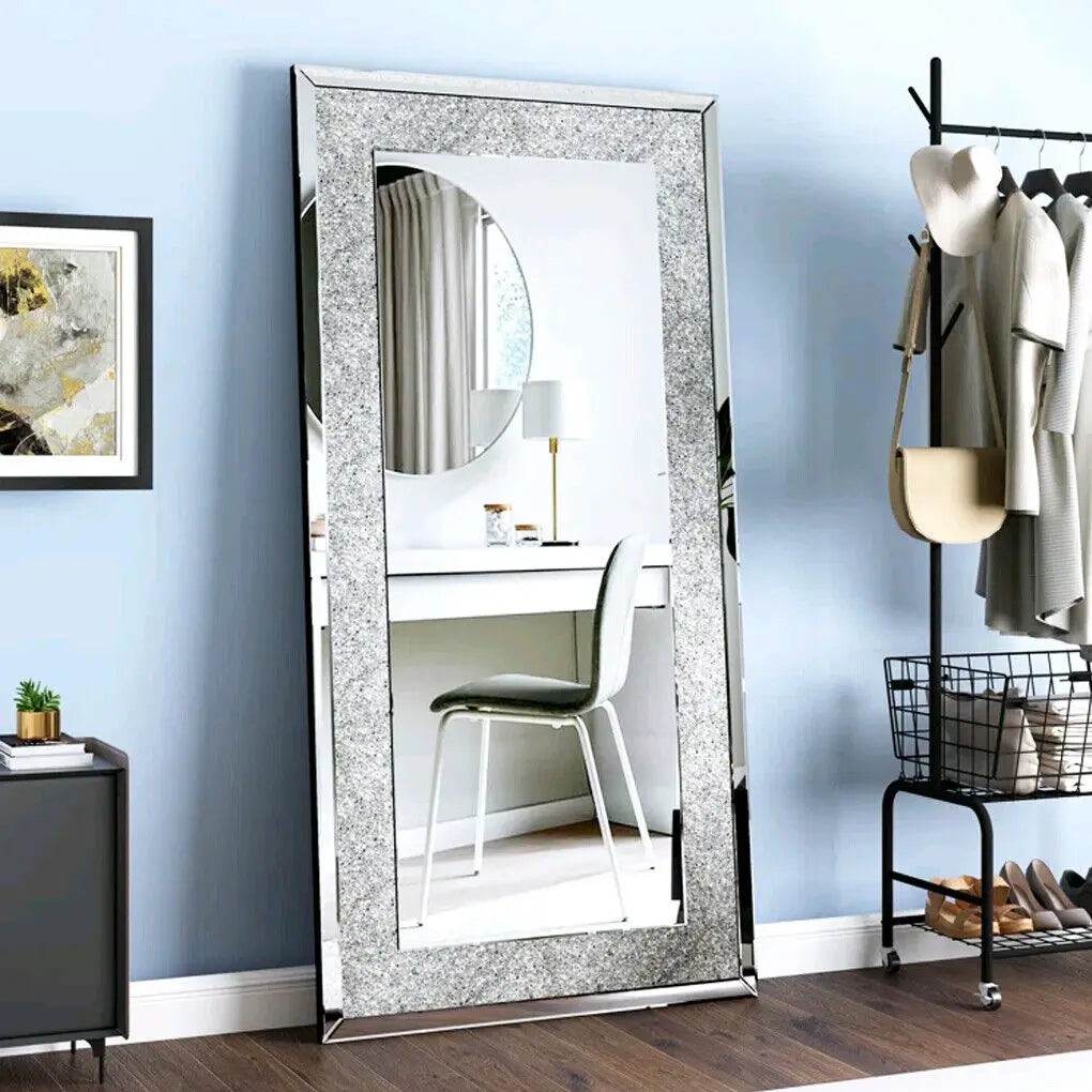 LUVODI Frameless Rhinestone Vanity Mirror For Wall Mount