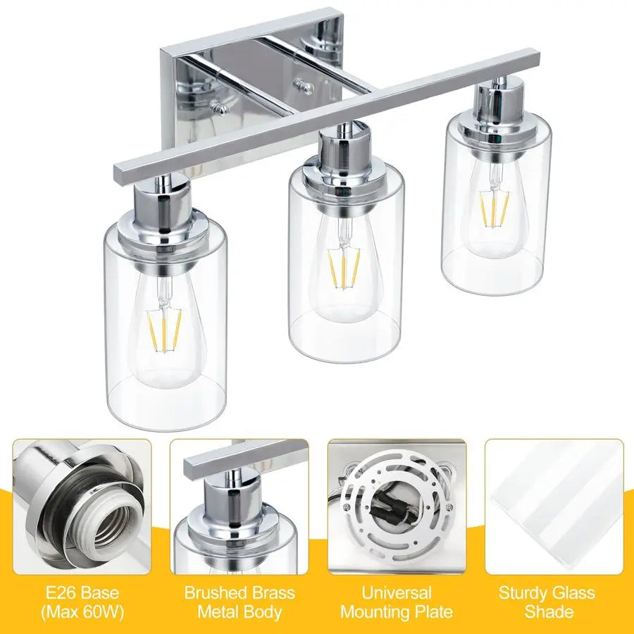 Light Vanity Light Fixtures Bathroom Wall Sconces Modern Glass Shades