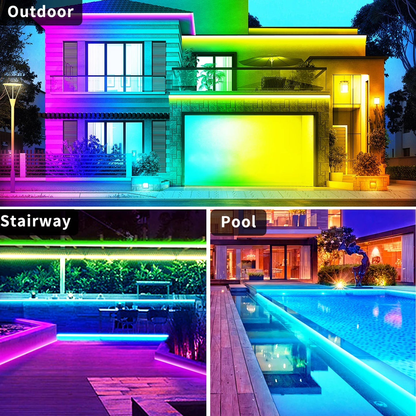 Segrass Outdoor RGB LED Strip Lights IP68 Waterproof with Remote