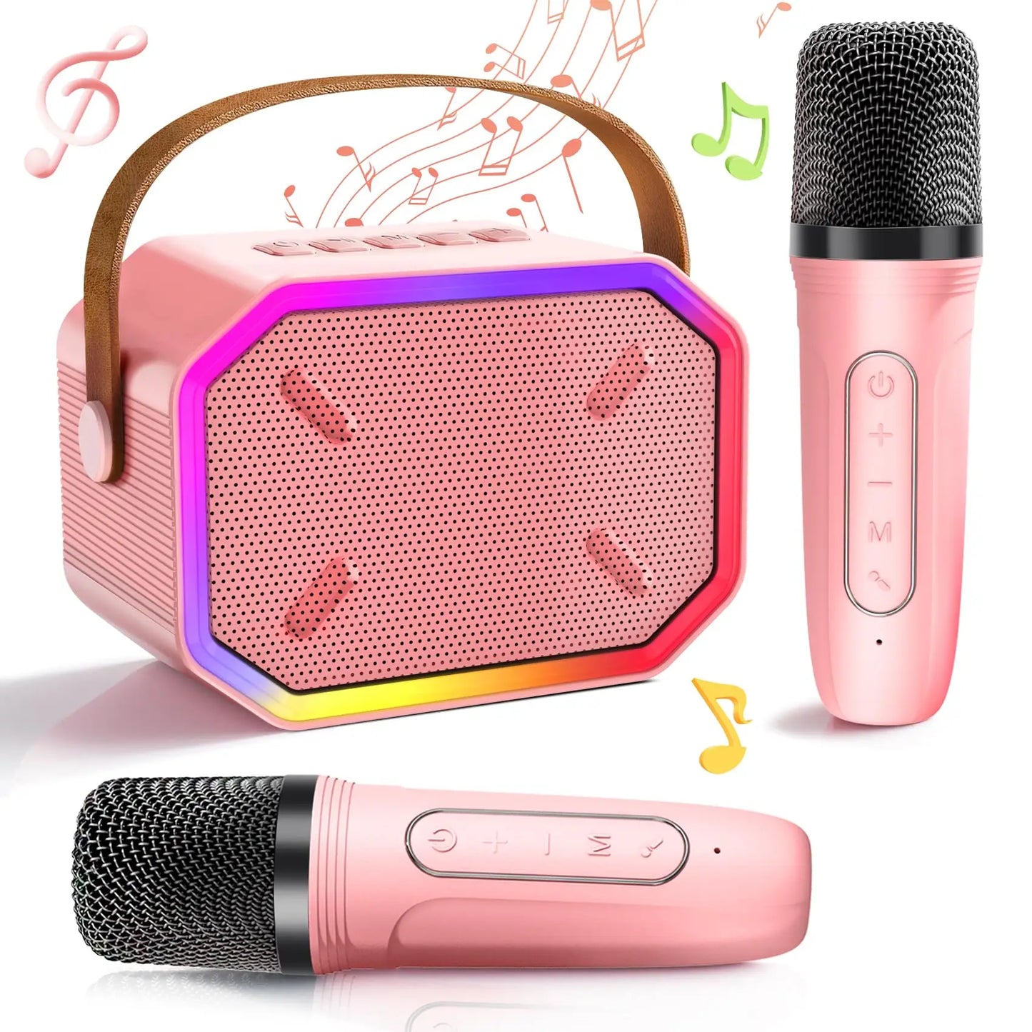 RIVGOTCN Mini Karaoke Machine For Kids Bluetooth Portable Wireless Microphone