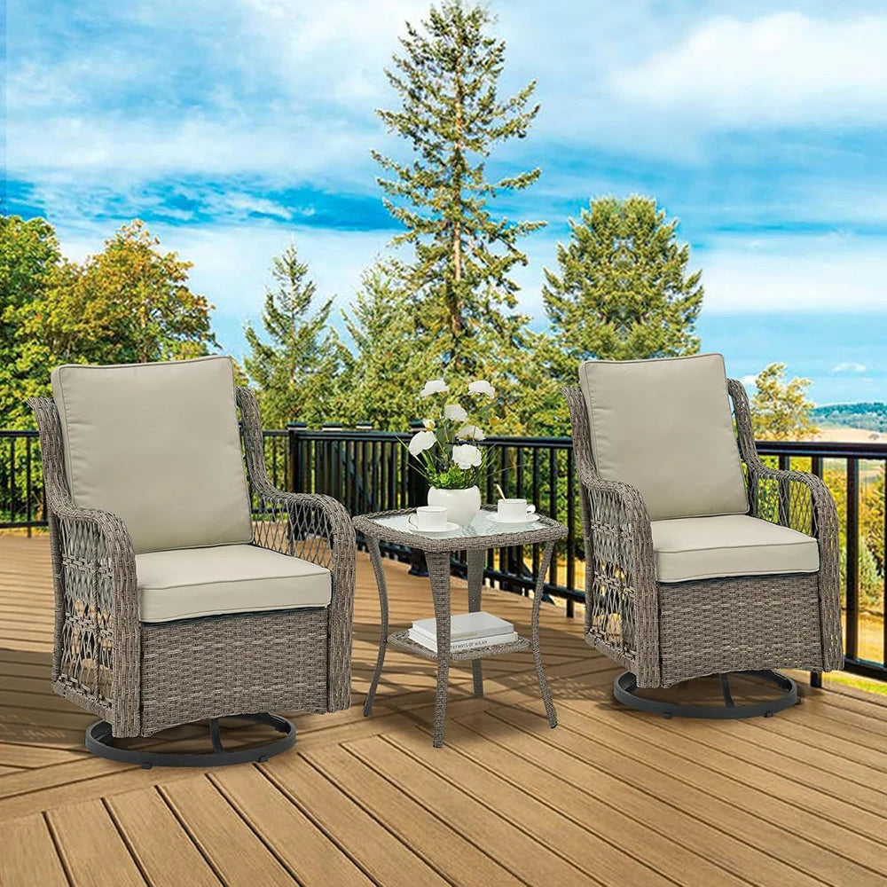 HiMISS 3 Piece Wicker Patio Set With Cushions For Outdoors