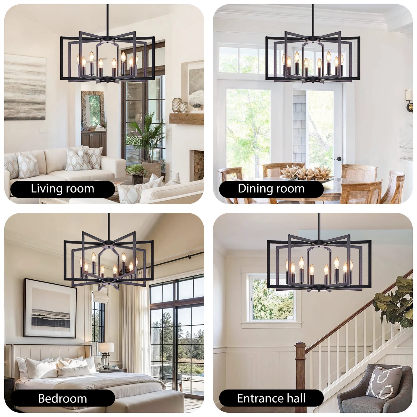 ARLGSITE Geometric Chandelier Pendant Light Fixture 6 To 8 Lights