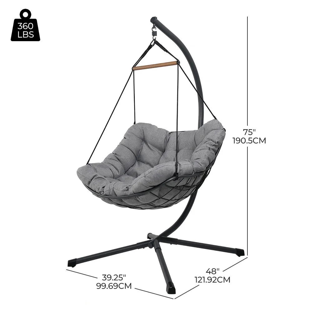 Grand Patio Outdoor Hanging Chair With Stand And Cushion