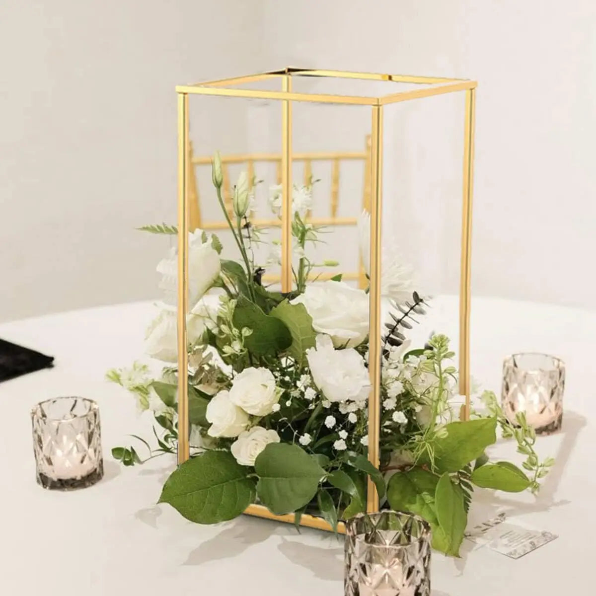 Gold Metal Flower Centerpiece Vase Set For Wedding Decor