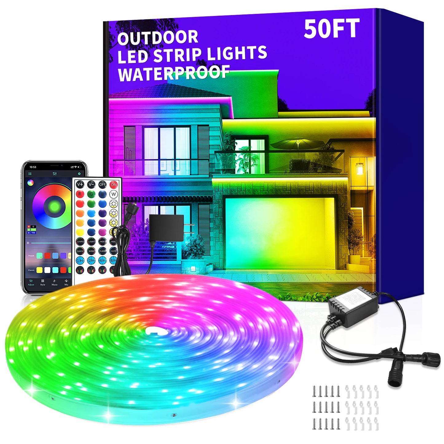 Segrass Outdoor RGB LED Strip Lights IP68 Waterproof with Remote