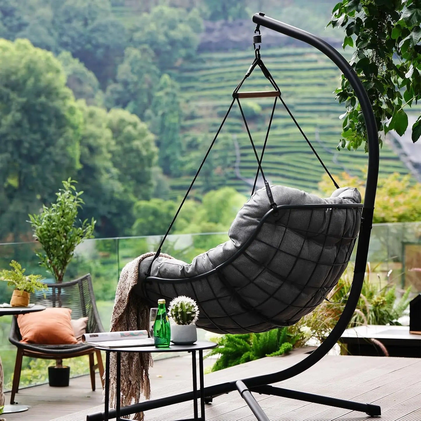 Grand Patio Outdoor Hanging Chair With Stand And Cushion