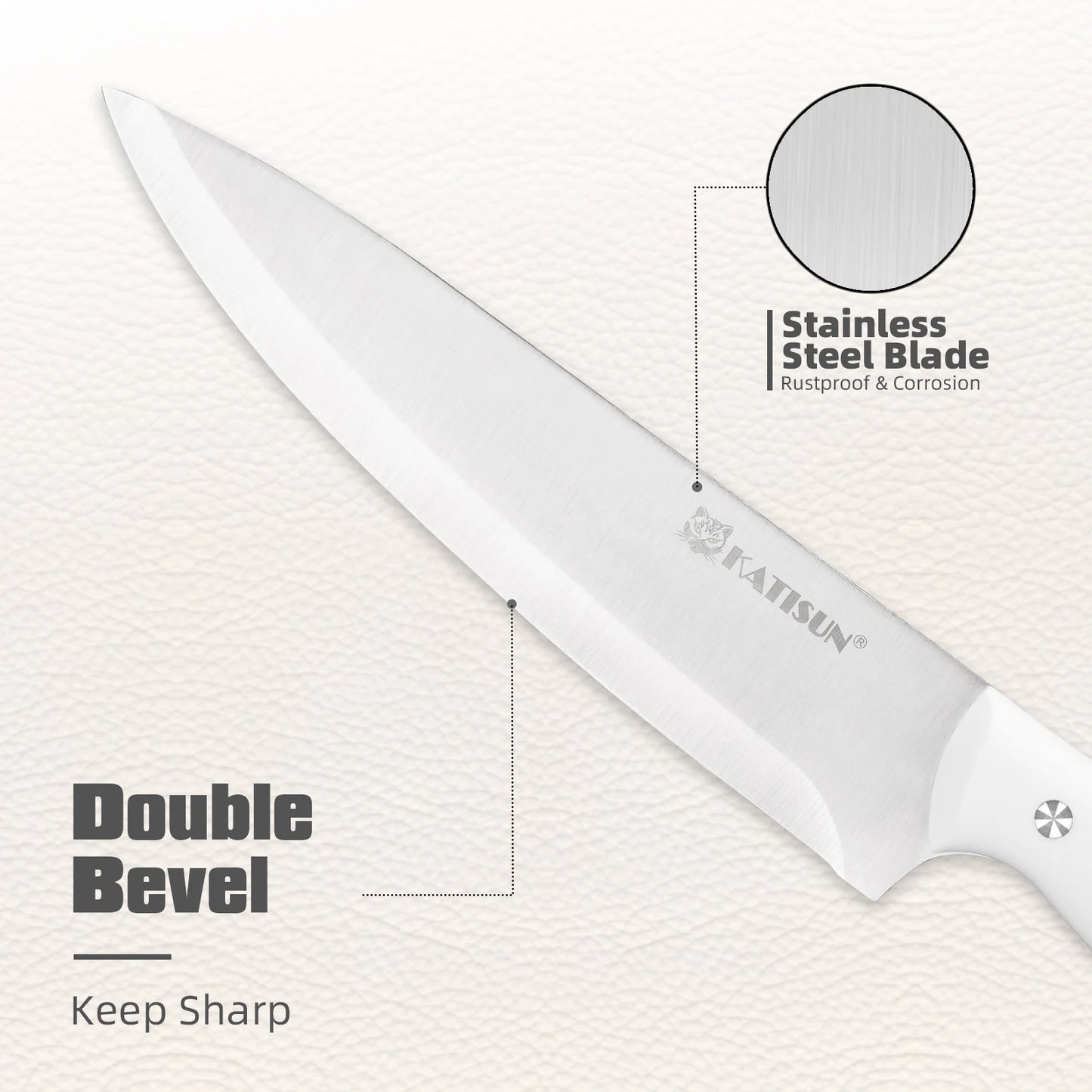 KATISUN Carbon Steel Knife Block Set Built In Sharpener