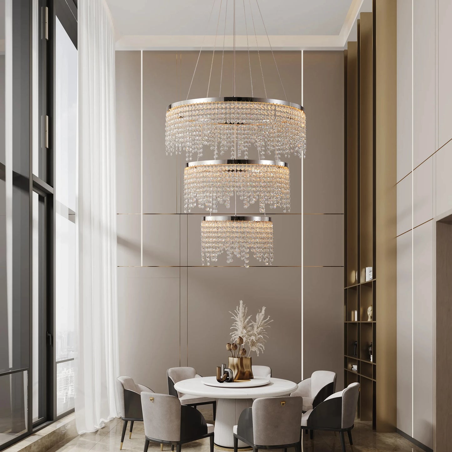 Crystal LED Chandelier Pendant Light for Living Room and Dining