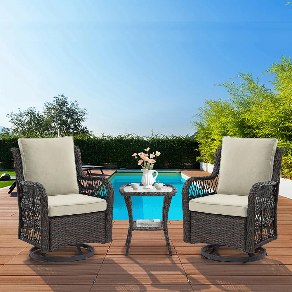 HiMISS 3 Piece Wicker Patio Set With Cushions For Outdoors
