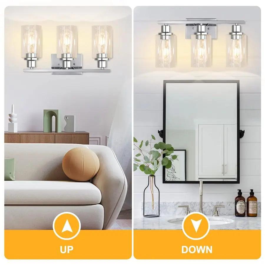Light Vanity Light Fixtures Bathroom Wall Sconces Modern Glass Shades