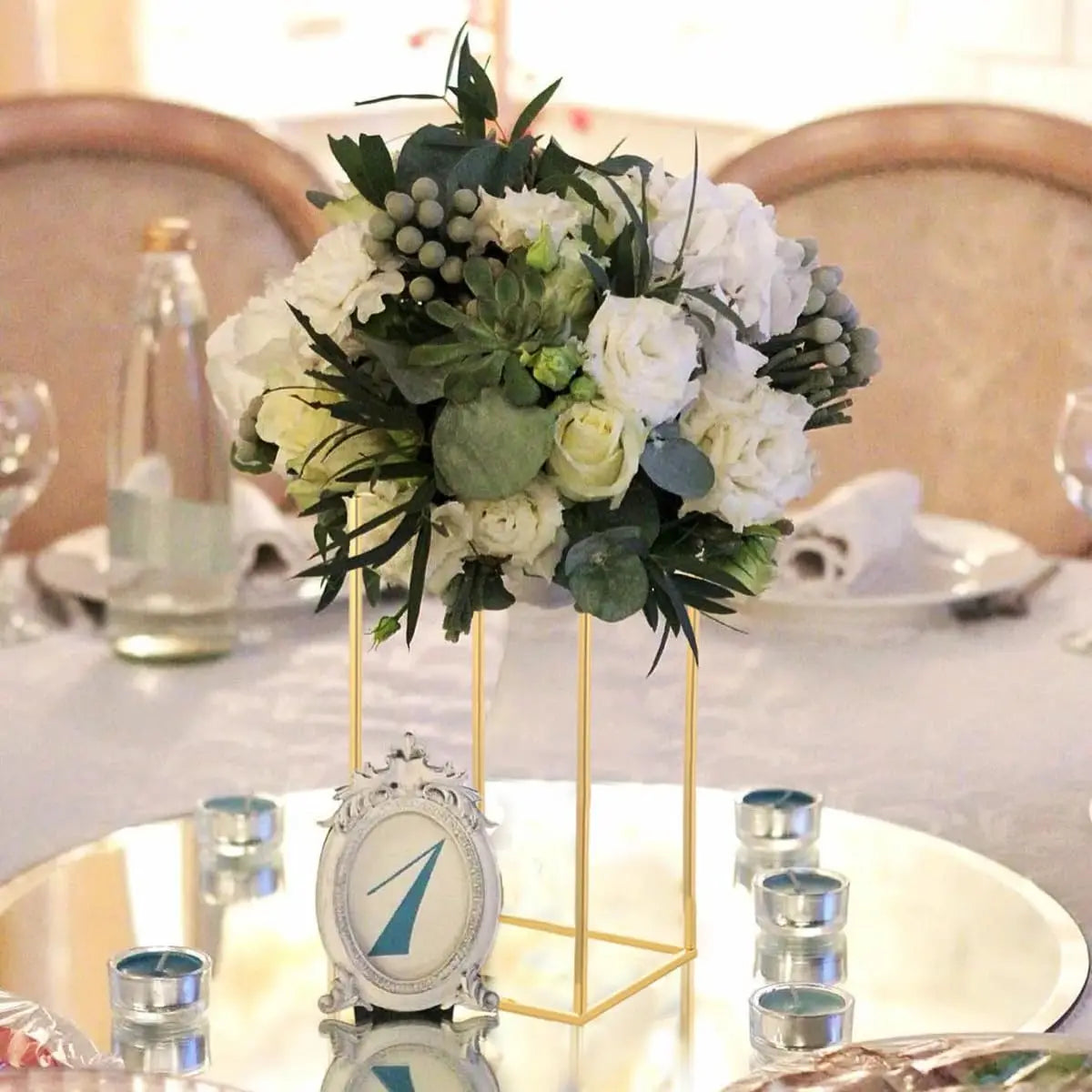 Gold Metal Flower Centerpiece Vase Set For Wedding Decor