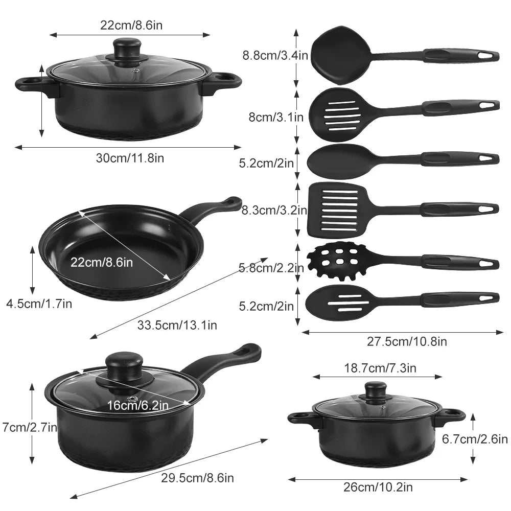 13-Piece Non-Stick Cookware Set For Induction And Gas Stoves
