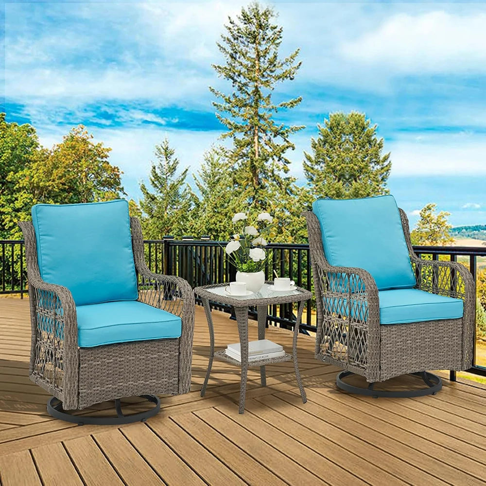 HiMISS 3 Piece Wicker Patio Set With Cushions For Outdoors