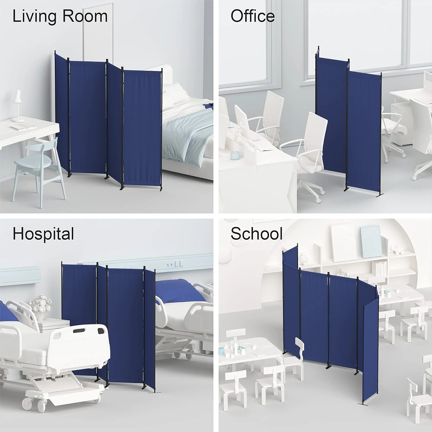 Room Divider 4 Panel Folding Privacy Screen Freestanding
