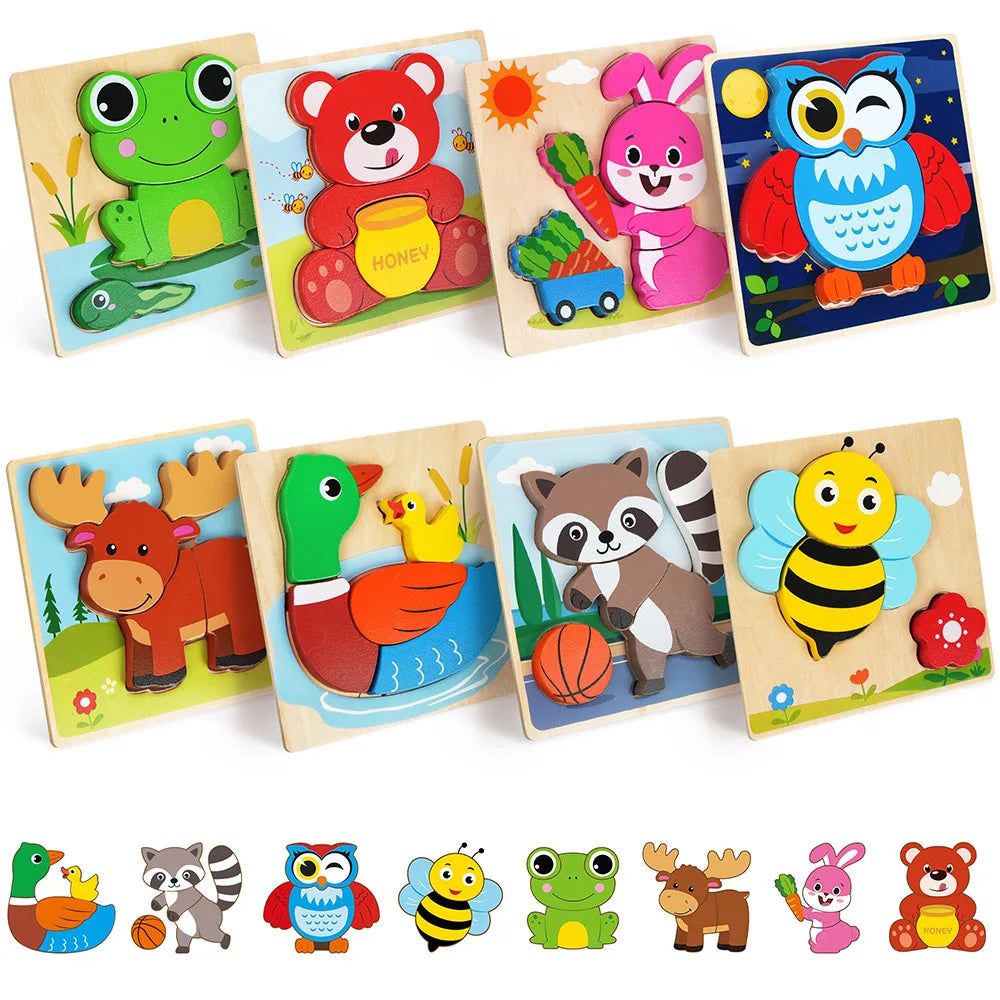 Hign-concerned Animal Wooden Puzzles For Toddlers Educational Toys