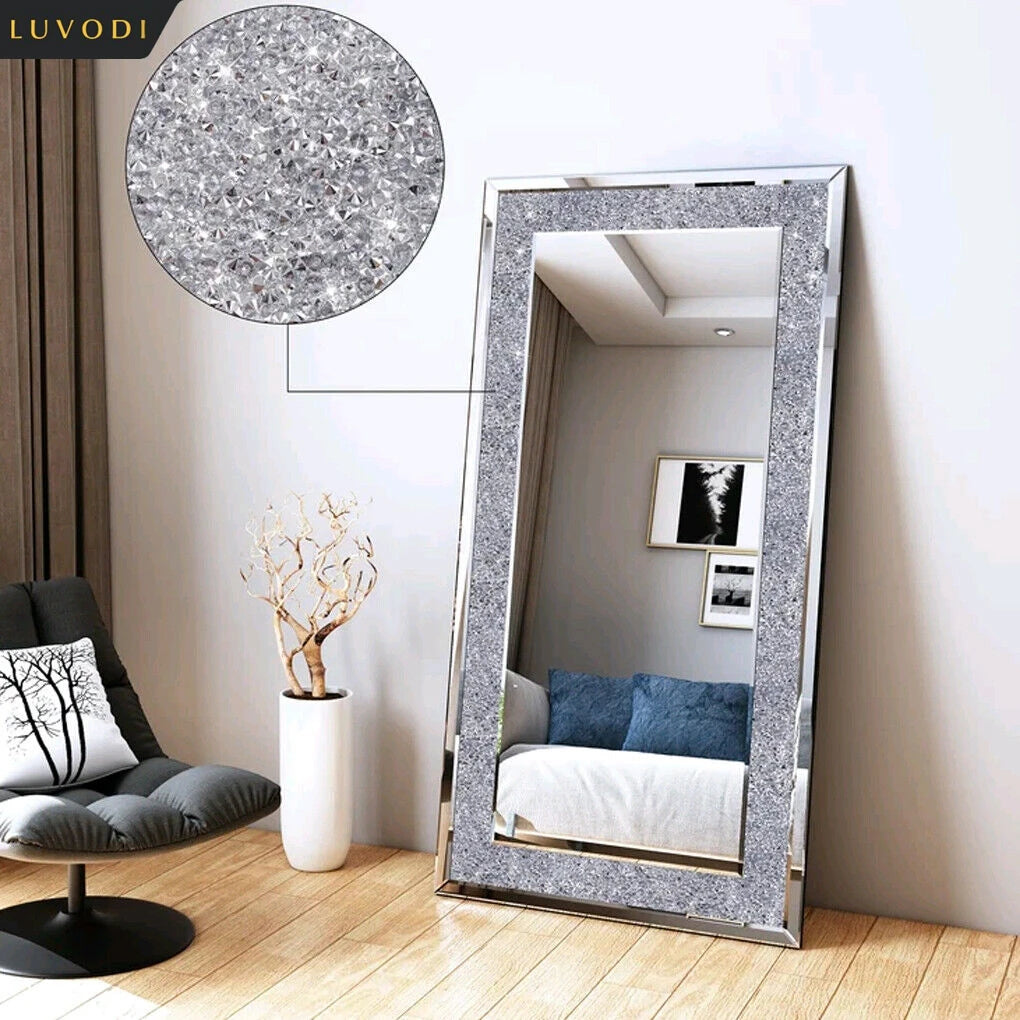 LUVODI Frameless Rhinestone Vanity Mirror For Wall Mount