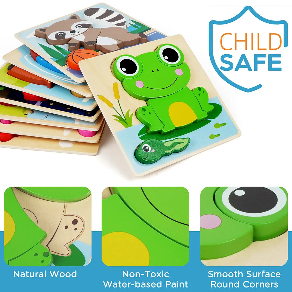 Hign-concerned Animal Wooden Puzzles For Toddlers Educational Toys