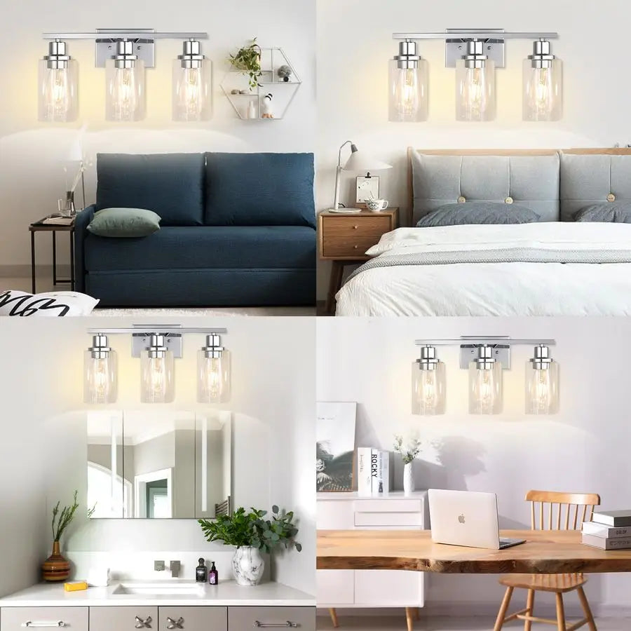 Light Vanity Light Fixtures Bathroom Wall Sconces Modern Glass Shades