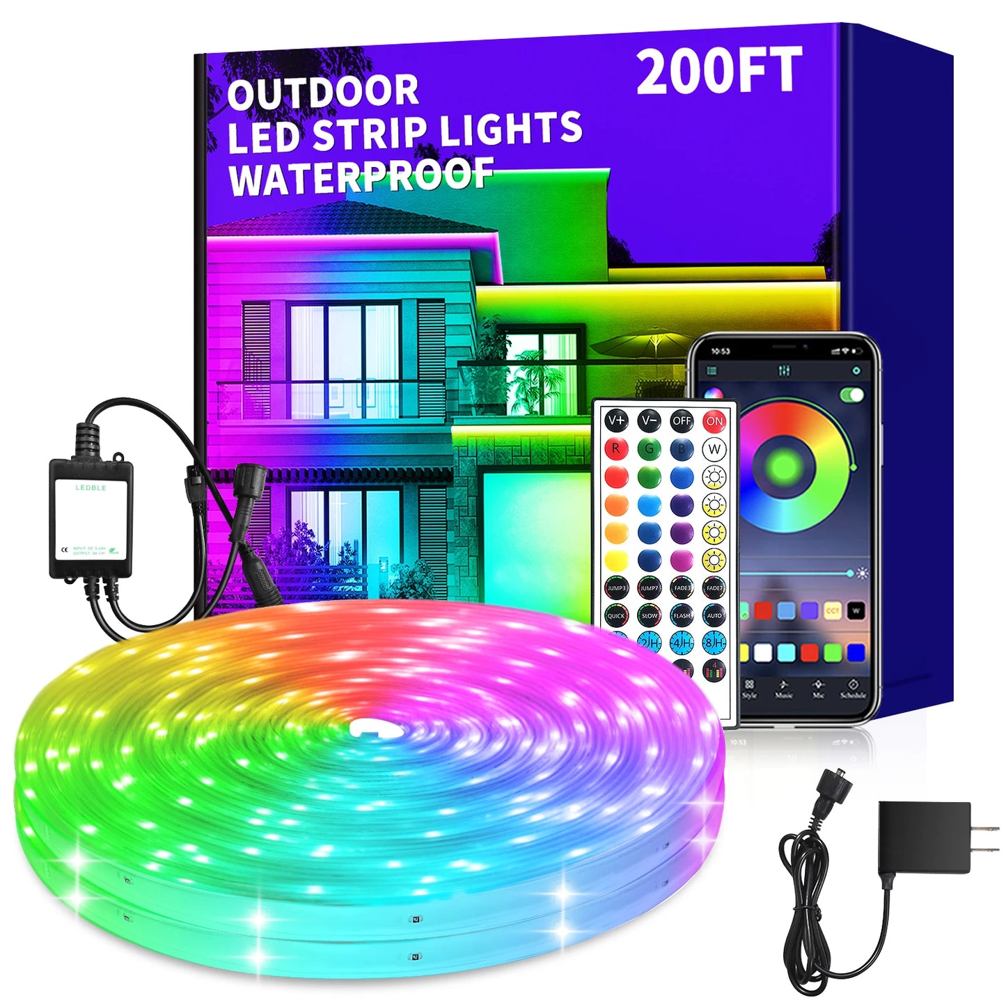 Segrass Outdoor RGB LED Strip Lights IP68 Waterproof with Remote