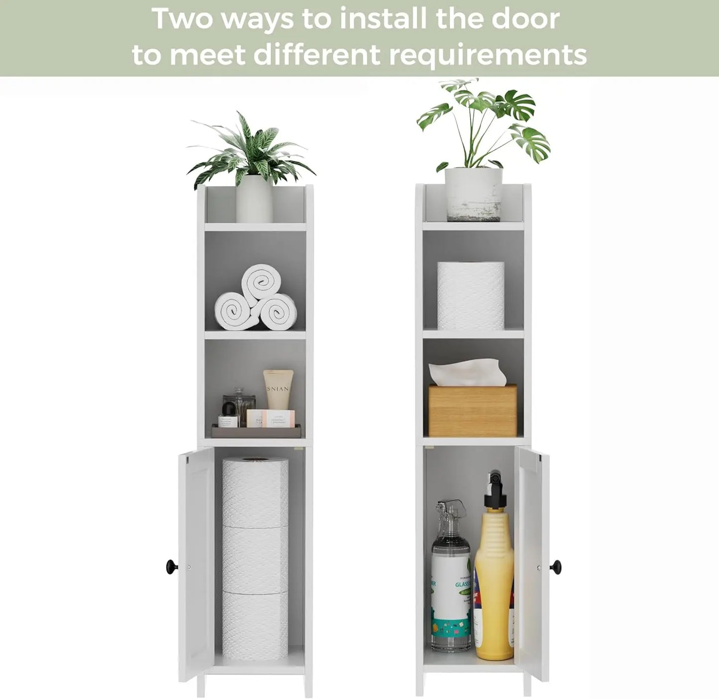 Compact Corner Bathroom Storage Cabinet With Door And Shelves