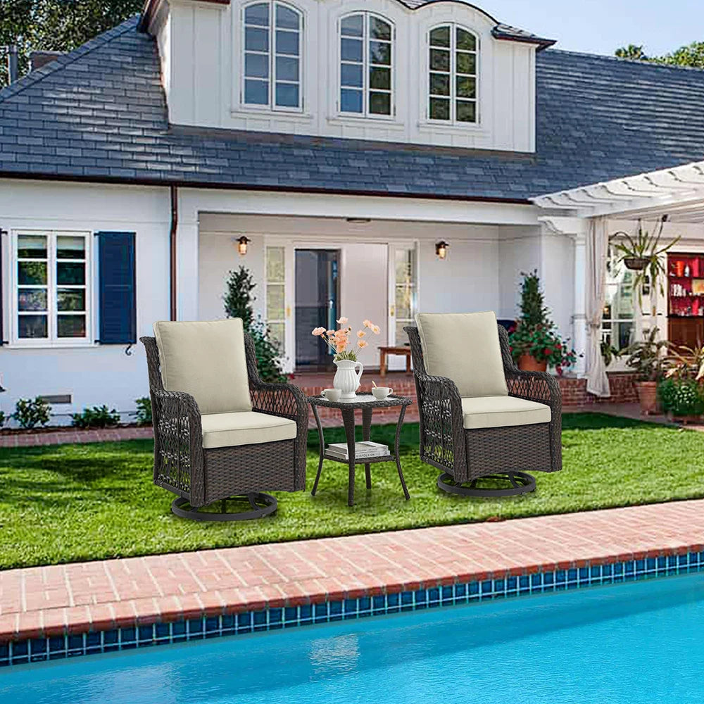HiMISS 3 Piece Wicker Patio Set With Cushions For Outdoors