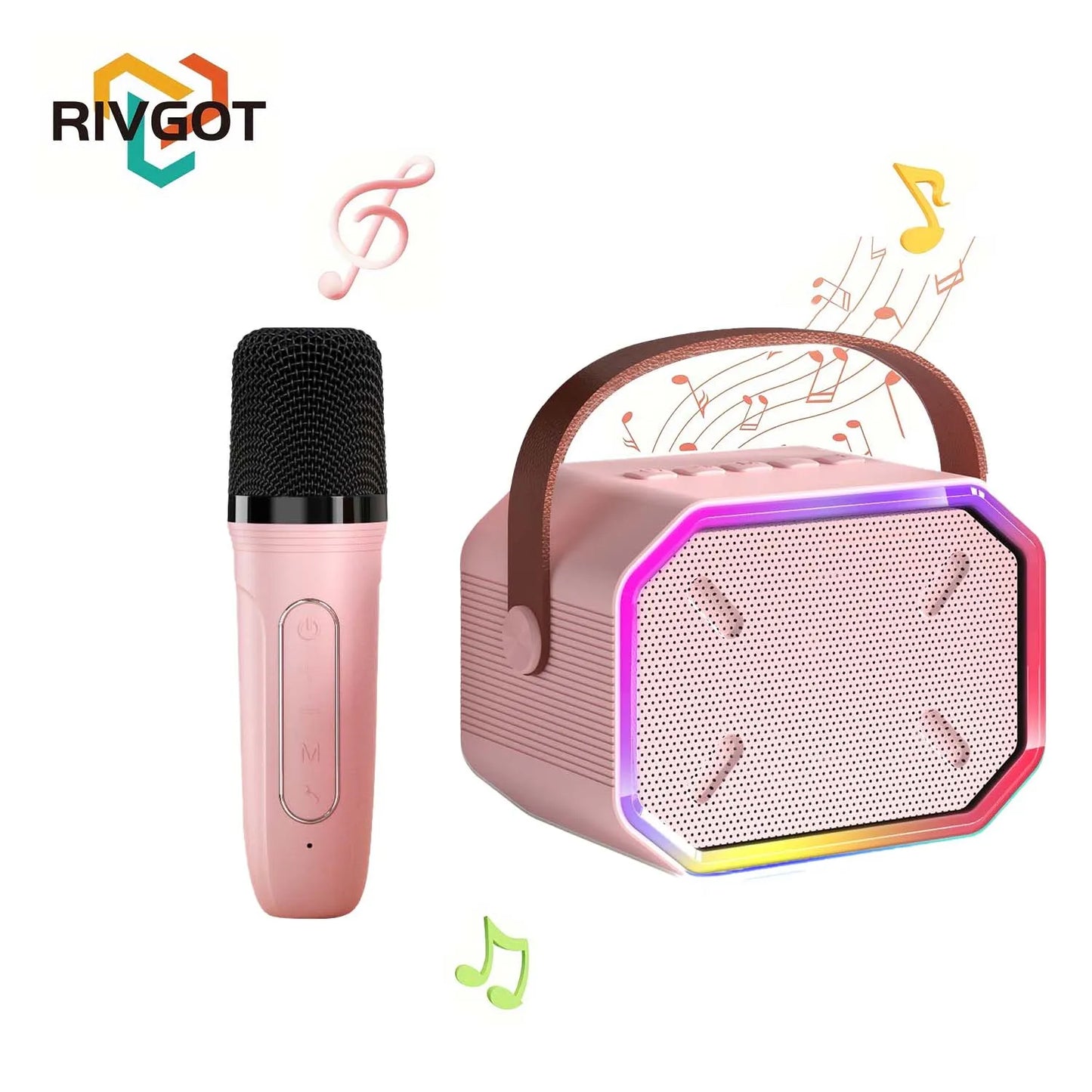 RIVGOTCN Mini Bluetooth Karaoke Machine for Kids Portable Wireless
