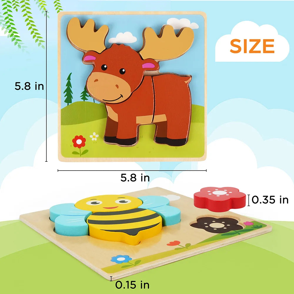 Hign-concerned Animal Wooden Puzzles For Toddlers Educational Toys