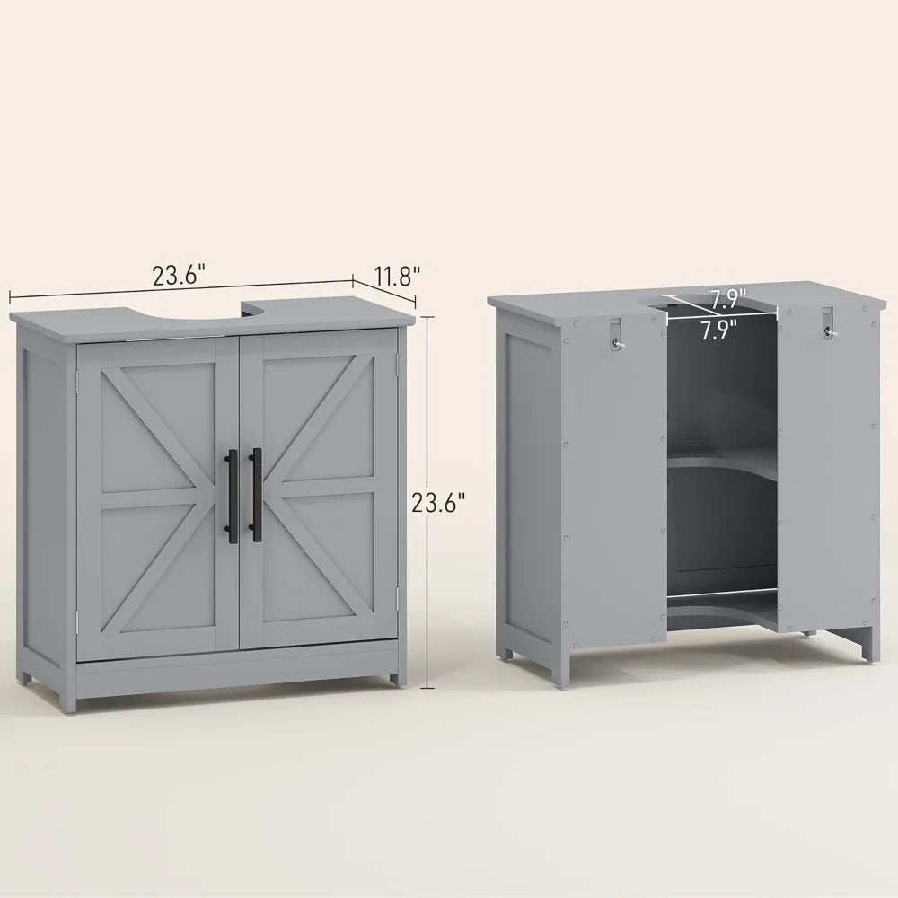 Farmhouse Freestanding Bathroom Sink Cabinet With Adjustable Shelf Barn Doors
